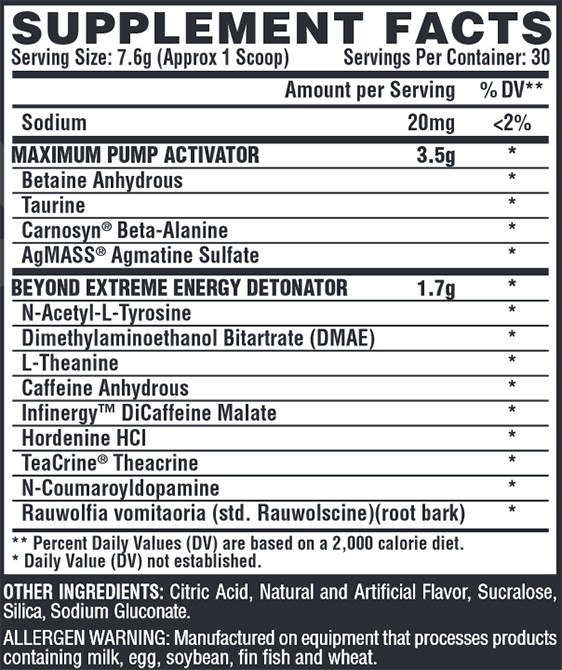 Hemo Rage Citrus Burst Supplement Facts