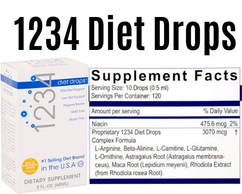 1234 diet drops product + Label 