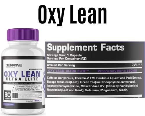 oxy lean product + Label 