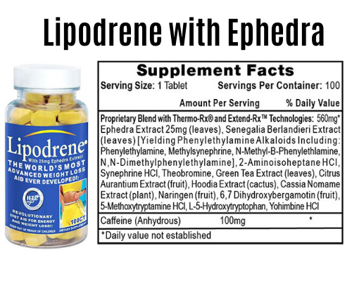 lipodrene with ephedra product + Label 