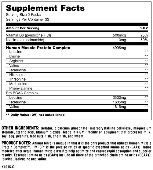 Animal Nitro Supplement Facts