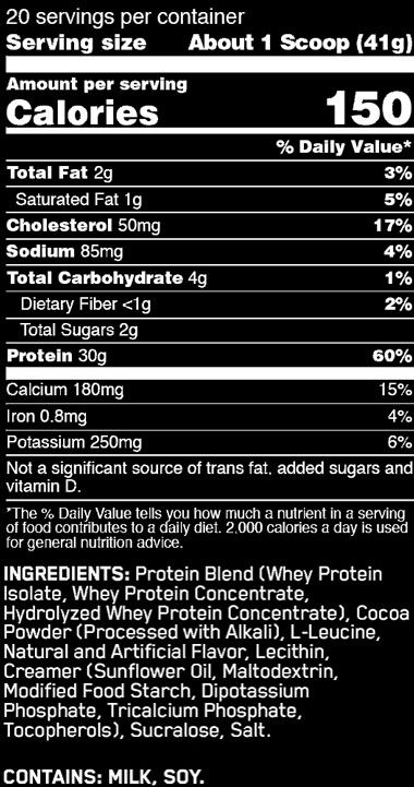 Optimum Fit 40 Protein Supplement Facts