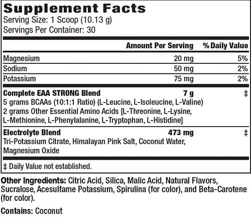 EAA Strong Supplement Facts