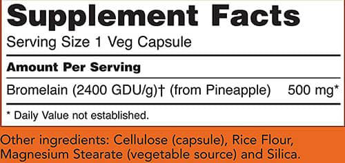 NOW Bromelain Supplement Facts