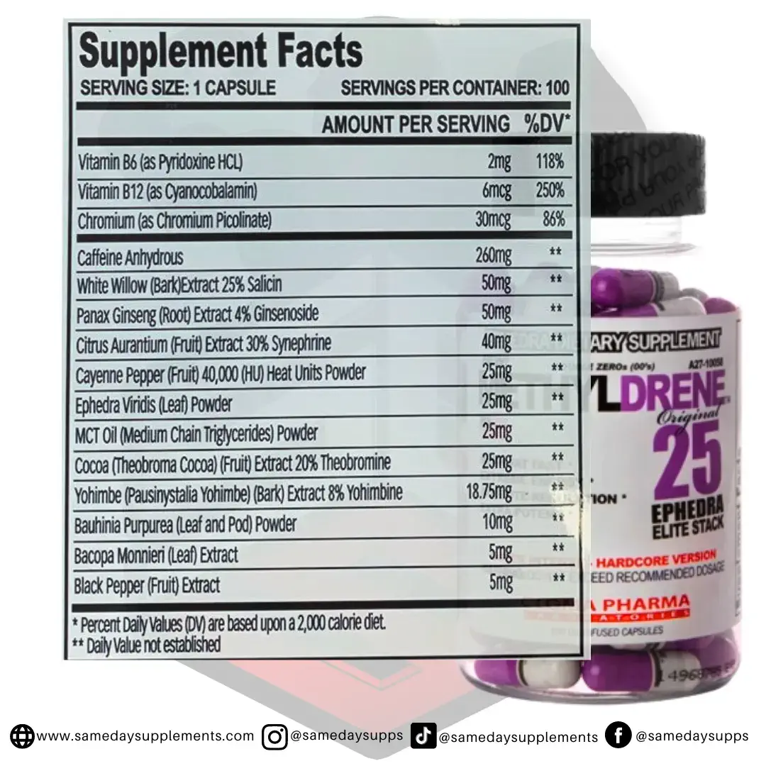 Product Image: Methyldrene Elite 25 By Cloma Pharma Bottle