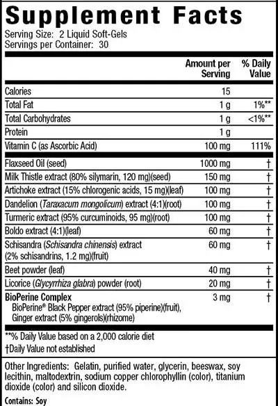 Milk Thistle Liver Detox Supplement Facts Image