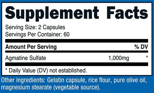 Nutricost Agmatine Capsules Supplement Facts Image