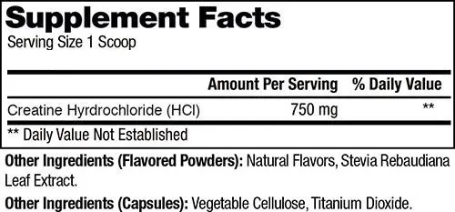 Concret Creatine Supplement Facts Image