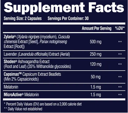 Alpha Lion Night Burn Supplement Facts Image