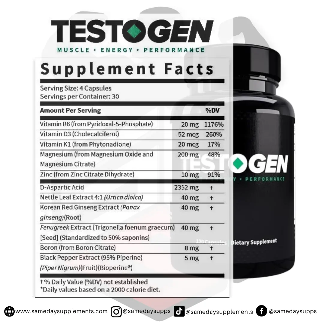 Testogen Supplement Facts