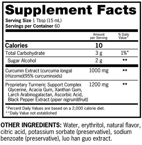 Qunol Liquid Turmeric Supplement Facts Image