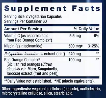 Life Extension Shade Factor Supplement Facts