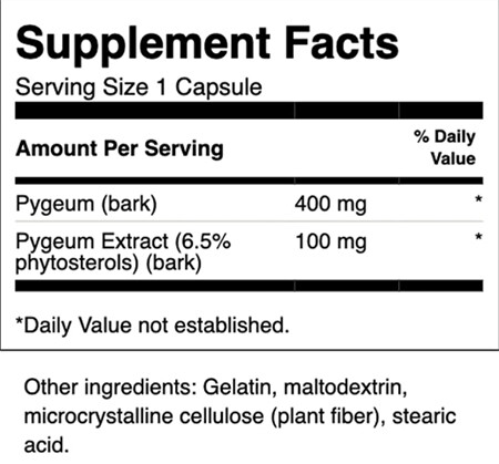 Swanson Pygeum Supplement Facts