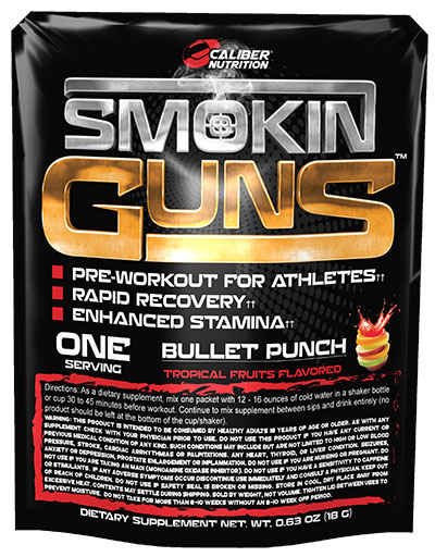 Smoking Guns Pre Workout By Caliber Nutrition, Bullet Punch, Single Serving Packet