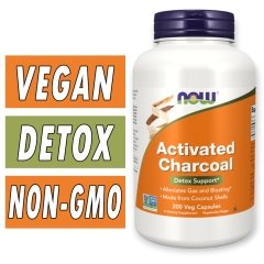 NOW Activated Charcoal - 200 Veg Capsules Bottle Image