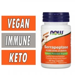 NOW Serrapeptase - 60 Veg Capsules Bottle Image