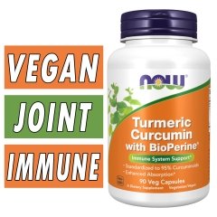 NOW Turmeric Curcumin with BioPerine - 90 Veg Capsules Bottle Image