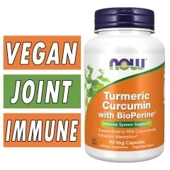 NOW Turmeric Curcumin with BioPerine - 90 Veg Capsules Bottle Image