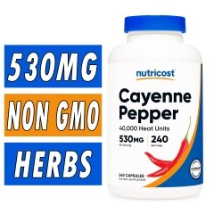 Nutricost Cayenne Pepper - 530 mg - 230 Capsules Bottle Image