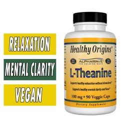 Healthy Origins L-Theanine - 100 mg - 90 VCaps