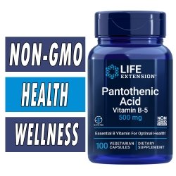 Life Extension Pantothenic Acid - 500 mg - 100 Veg Capsules Bottle Image