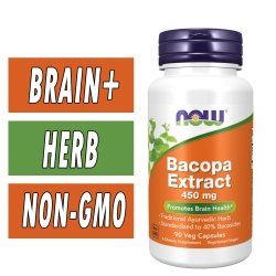 NOW Bacopa Extract - 450 mg - 90 Veg Capsules Bottle Image