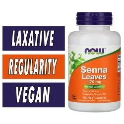 NOW Senna Leaves - 470 mg - 100 Veg Capsules Bottle Image