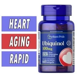 Puritan's Pride Ubiquinol - 100 mg - 60 Rapid Release Softgels Bottle Image