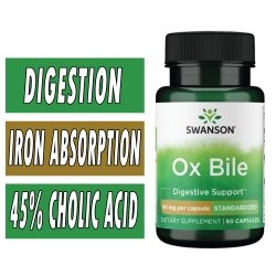 Swanson Ox Bile - Standardized - 90 mg - 60 Capsules Bottle Image