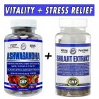 Hi-Tech Pharmaceuticals Vitality and Stress Relief Stack (Ashwagandha + Shilajit) Bottle Image