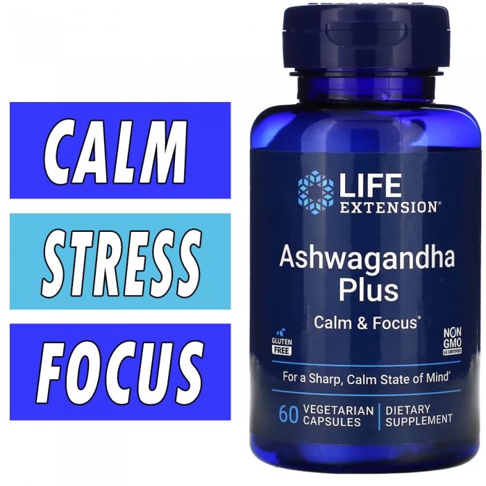 Life Extension Ashwagandha Plus - 60 Veg Capsules Bottle Image