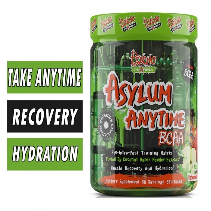 Bottle Image of Asylum Anytime BCAA By Psycho Pharma - 30 Servings
