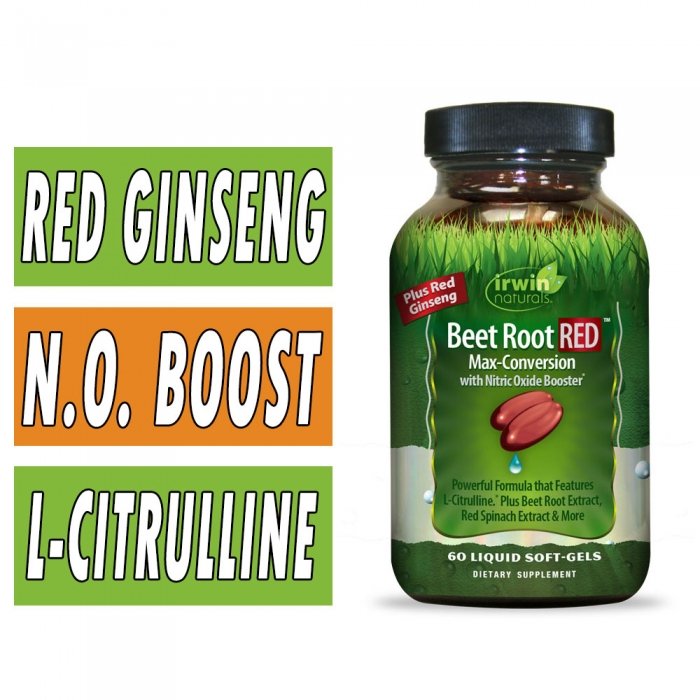 Beet Root Red - Irwin Naturals - 60 Liquid Softgels - Max Conversion with Nitric Oxide Booster Bottle Image