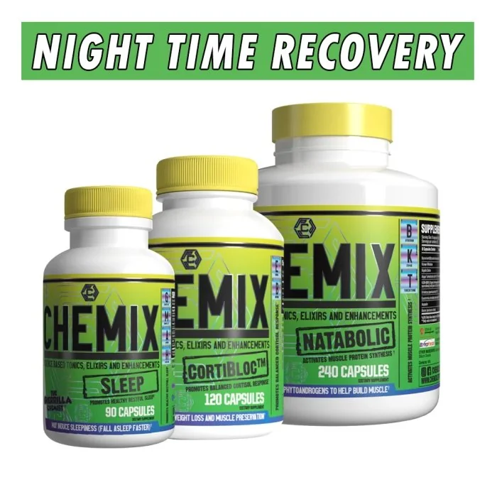 Chemix Night Time Recovery Stack (Cortibloc + Sleep + Natabolic) Bottle Image