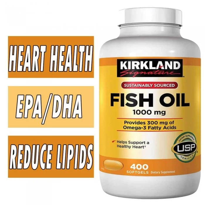 Kirkland Fish Oil, 1000 mg 400 Softgels Bottle Image