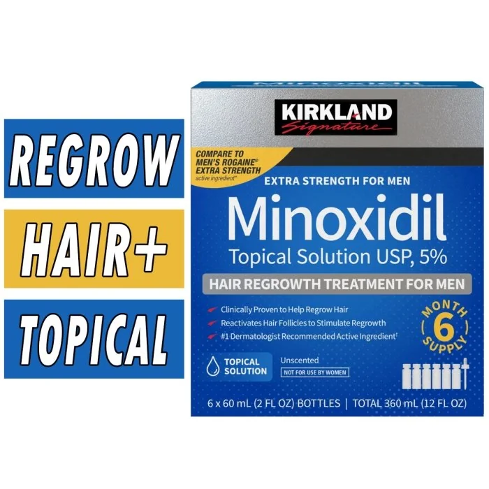 Kirkland Minoxidil, Extra Strength Hair Regrowth For Men, 6 Month Supply