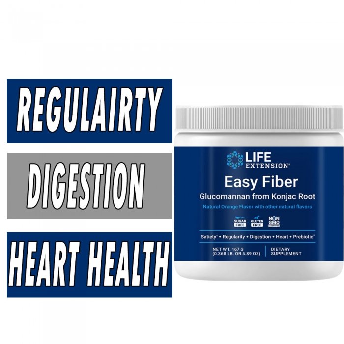 Life Extension Easy Fiber - Orange Flavored - 167 Grams Bottle Image