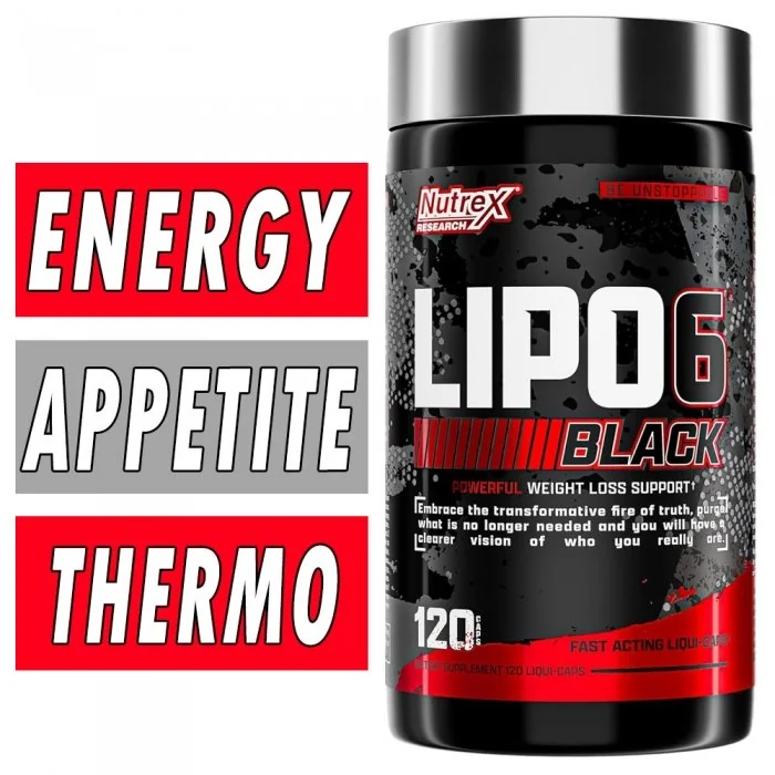 Nutrex Lipo 6 Black, Ultra Concentrate, 60 Caps Bottle Image 