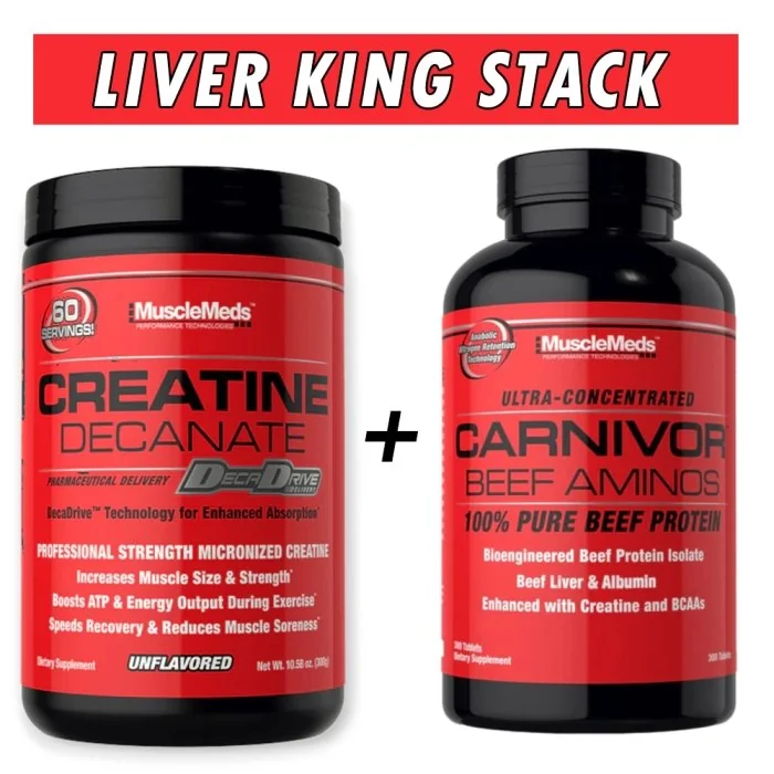 Liver King Stack - MuscleMeds (Carnivor Beef Aminos + Creatine Decanate) Bottle Image