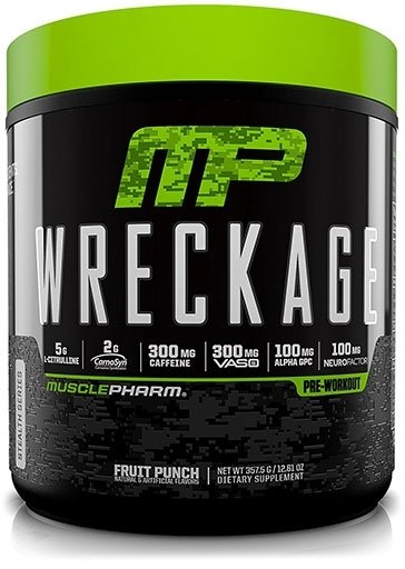 MusclePharm Wreckage Pre Workout, Fruit Punch, 25 Servings