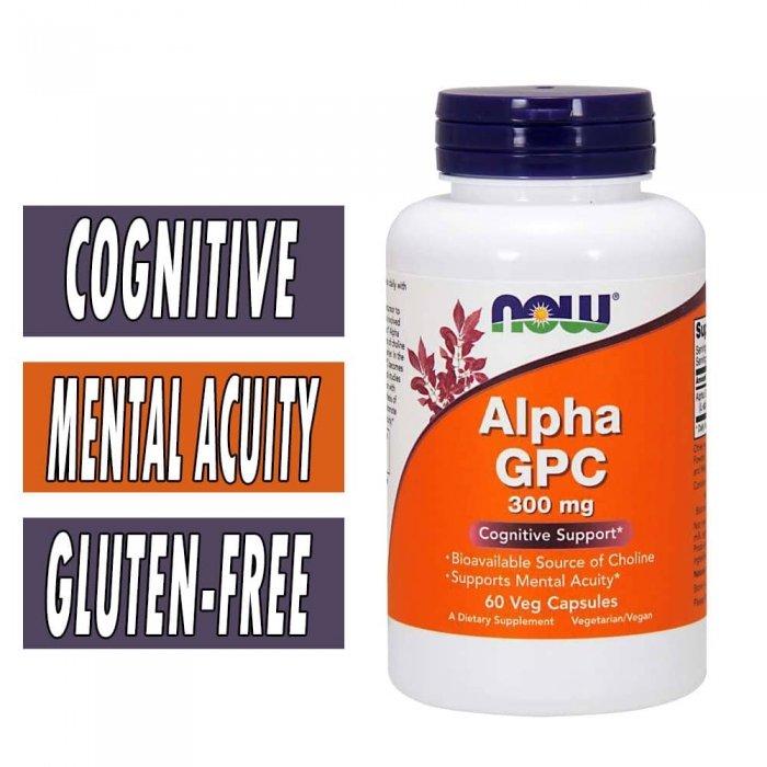 NOW Alpha GPC, 300 mg, 60 Veg Capsules