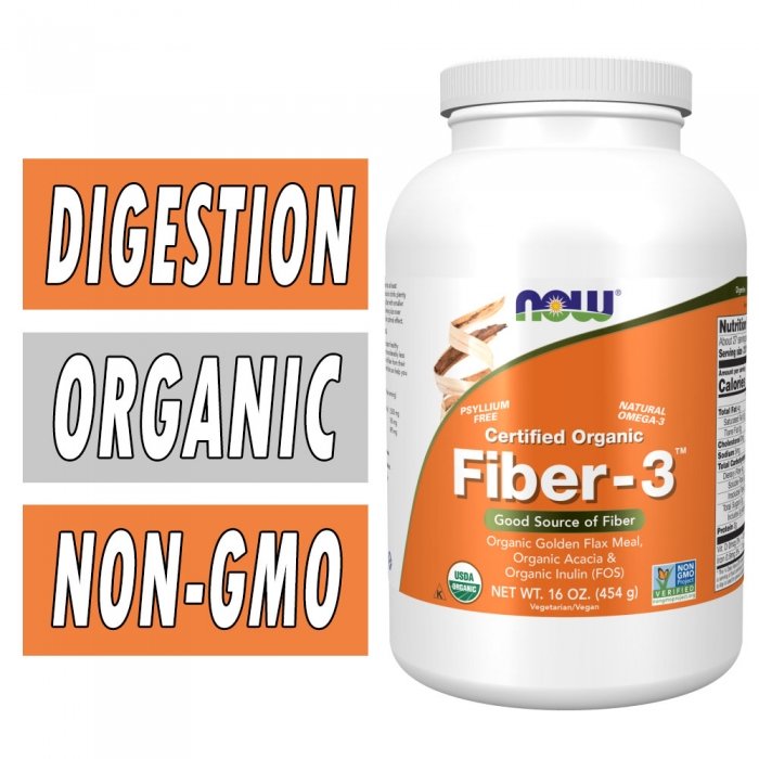 NOW Fiber 3 - Organic - 16 oz Bottle Image