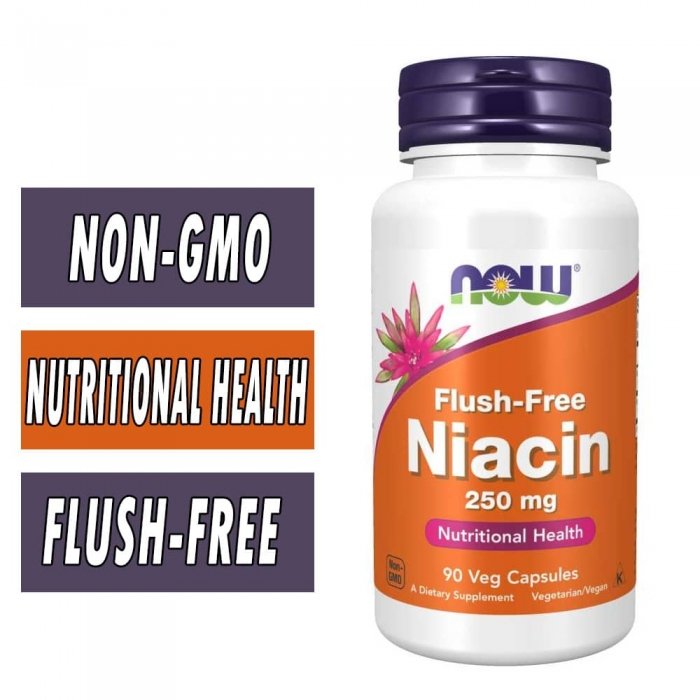 NOW, Flush-Free, Niacin, 250 mg, 90 Veg Caps