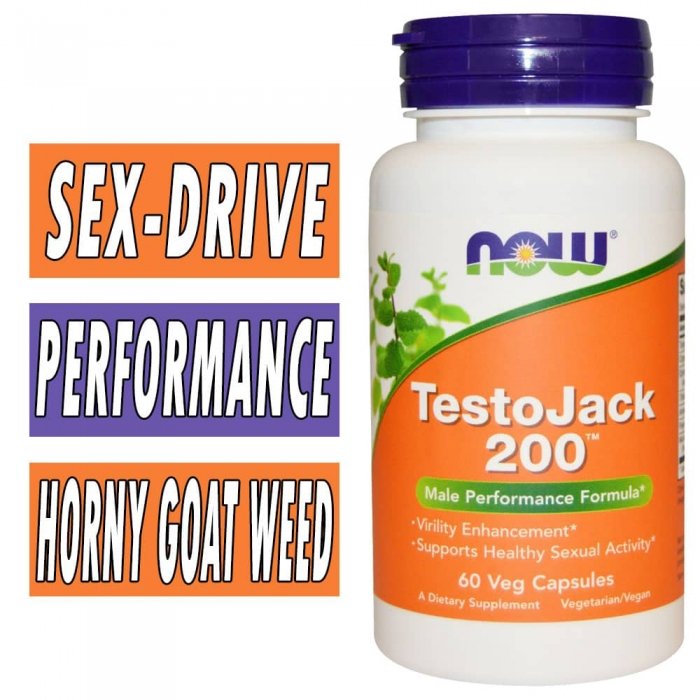 NOW Sports, TestoJack 200, Extra Strength, 60 Veg Caps,