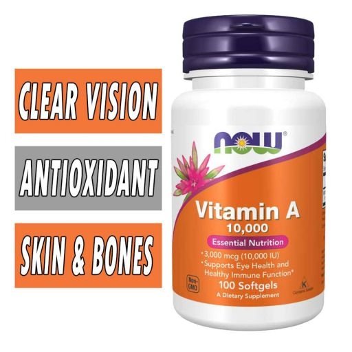 NOW Vitamin A, 10,000 IU, 100 Softgels