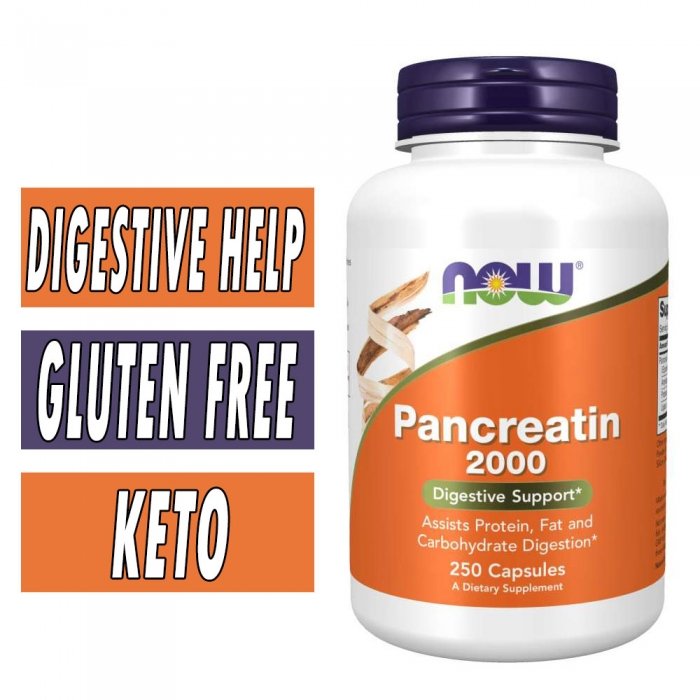 NOW Pancreatin 2000 - 250 Capsules