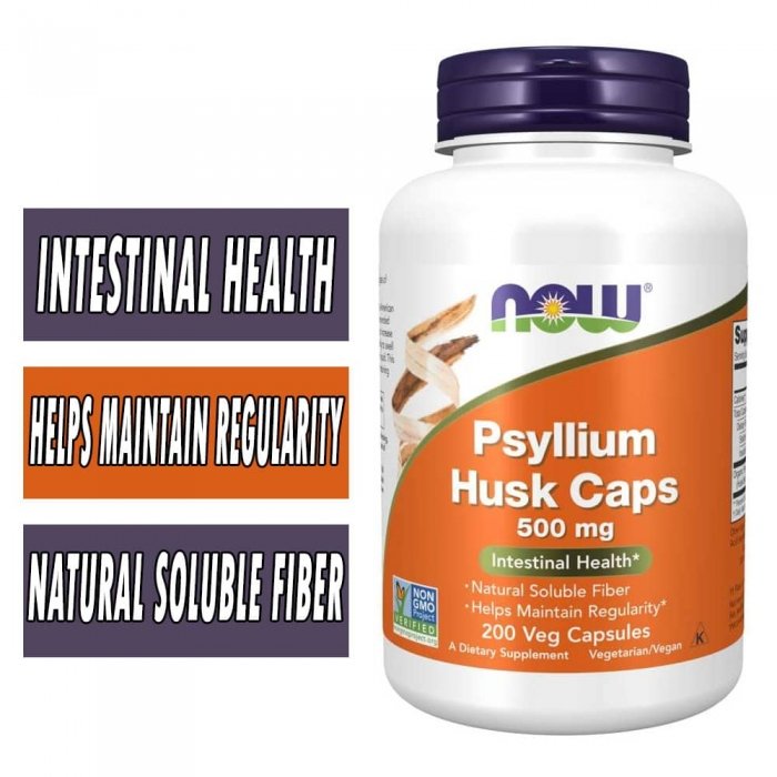 NOW Psyllium Husk - 200 Veg Capsules