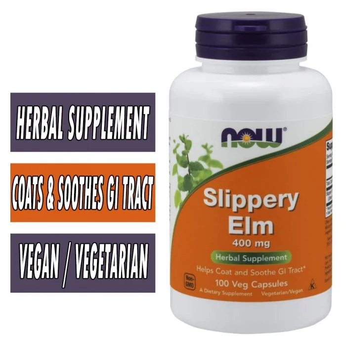 NOW Slippery Elm Veg Capsules Bottle Images