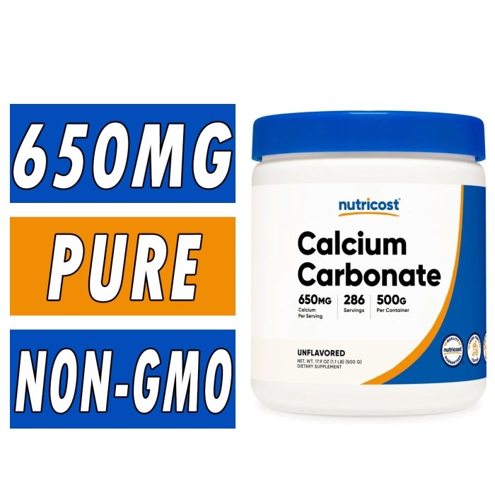 Nutricost Calcium Carbonate Powder - Unflavored - 500 Grams Bottle Image