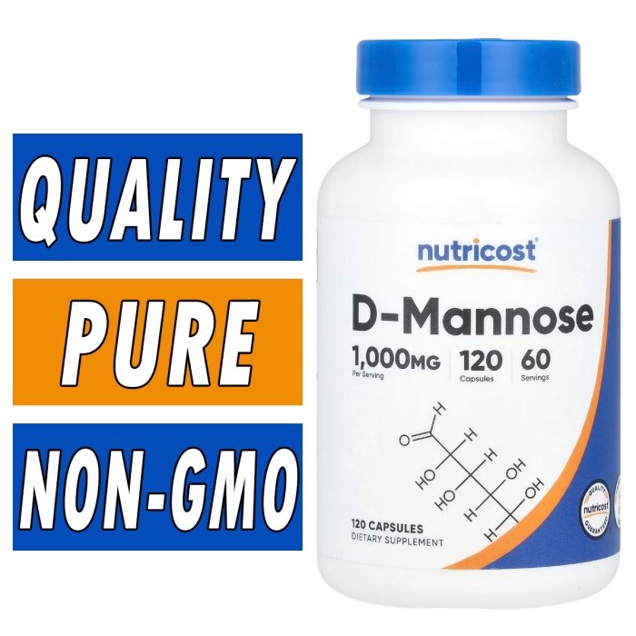 Nutricost D-Mannose - 1000 mg - 120 Capsules Bottle Image